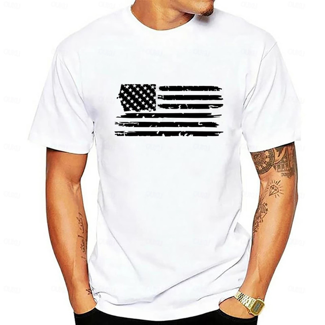  Independence Day July 4 USA Flag T-shirt Cartoon Manga USA Flag Harajuku Graphic Kawaii For Couple's Men's Women's Adults' Masquerade 4th of July Hot Stamping Festival
