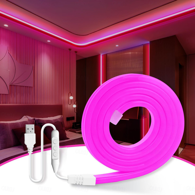  2m Fili luminosi 240 LED 2835 SMD 6mm 1 set Bianco caldo Bianco Rosso Strisce LED USB Feste All'aperto Alimentazione USB Batterie alimentate