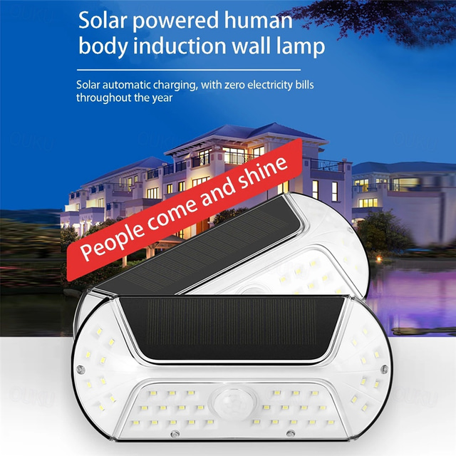  LED Solar Wall Light Human Body Sensing Outdoor Lighting IP65 Waterproof Modern Minimalist Style Lighting Fixtures Garden Garage Road Lighting