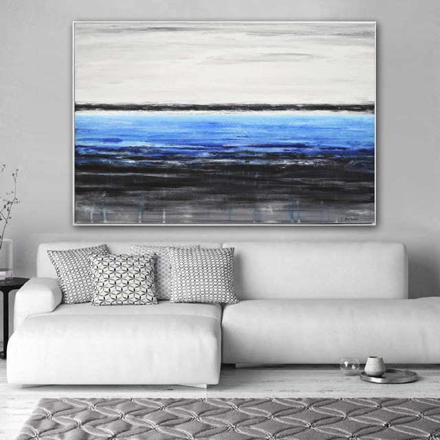  Large wall art painting handmade Abstract bule Painting hand painted large wall art painting handmade Blue landscape painting on canvas abstract mordern painting for Bedroom Living room DECORATION