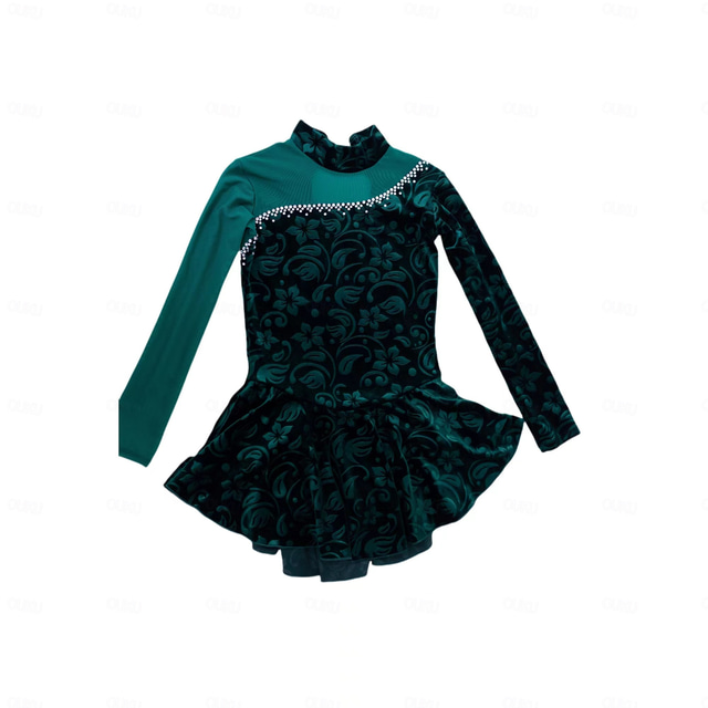 slim fit dress slacks Figure Skating Dress Women's Girls' Ice Skating Dress Dark Blue Elasticity Professional Competition Skating Wear Thermal Warm Crystal / Rhinestone,