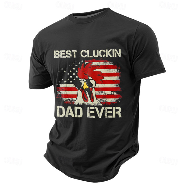  Men's Rooster American US Flag T Shirt Short Sleeve T shirt 3D Print Crew Neck Shirt Sports Fashion Casual Street Sports Outdoor Daily Black Blue Green Summer Spring Clothing Apparel S M L XL XXL XXXL