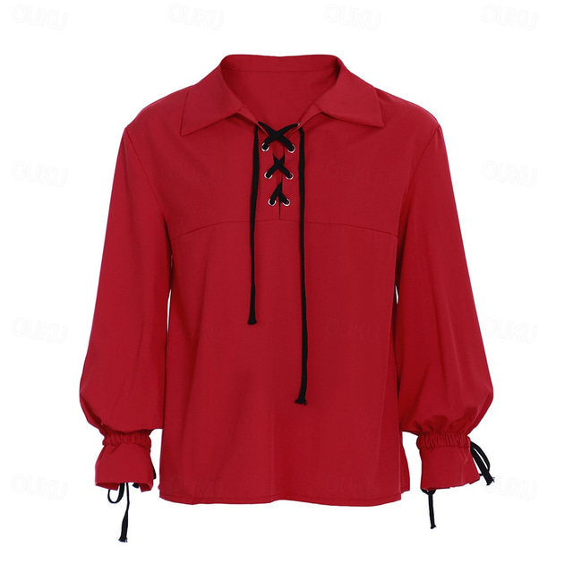  Victorian Medieval Renaissance Blouse / Shirt Pirate Viking Men's Celtic Pirate Halloween Carnival Masquerade Performance LARP Ren Faire Adults' Shirt