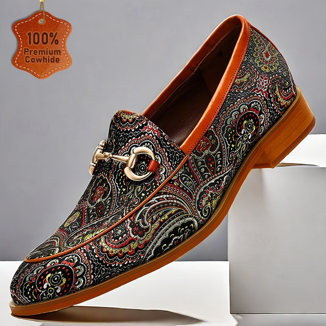 Men's Loafers & Slip-ons Print Shoes Formal Shoes Dress Shoes Leather 