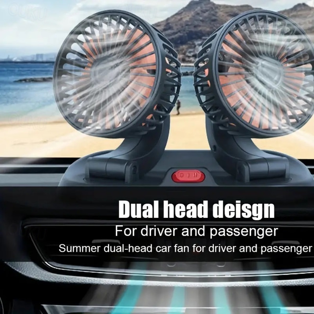 thumbnail image 2 of Car Fan-Small Dual Head Car AC 2 Speeds For Car Dashboard, SUV/RV,USB Powered 2 of 9