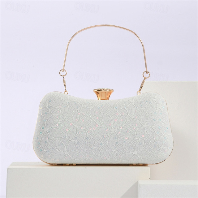  Women's Clutch Evening Bag Evening Bag Polyester Party Daily Chain Solid Color Silver Black Champagne