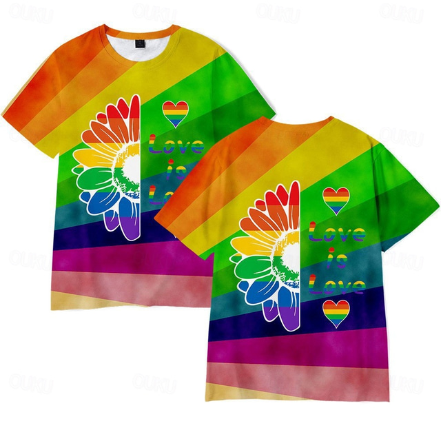 LGBT LGBTQ Rainbow Flag T-shirt Rainbow Graphic For Men's Adults' Carnival Masquerade 3D Print ...