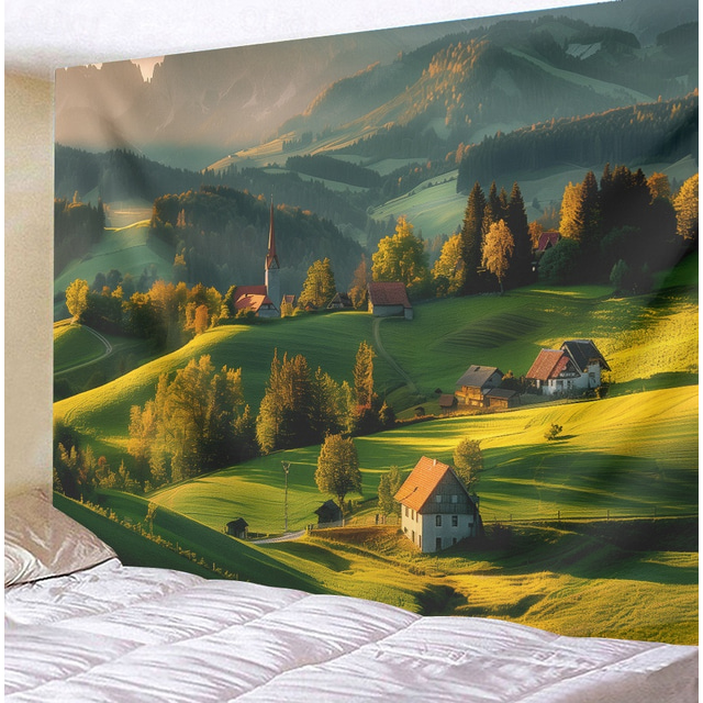  Countryside Landscape Hanging Tapestry Wall Art Large Tapestry Mural Decor Photograph Backdrop Blanket Curtain Home Bedroom Living Room Decoration