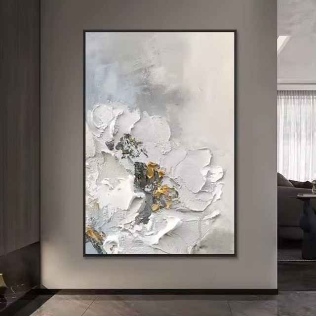  Handmade Oil Paintings Canvas Wall Art Decoration Wabi-Sabi Style Simple Abstract Flowers for Home Decor Rolled Frameless Unstretched Painting