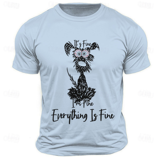  Men's T shirt Tee Top Cat Letter Printed Funny Crew Neck Clothing Apparel Short Sleeve Print Classic Casual