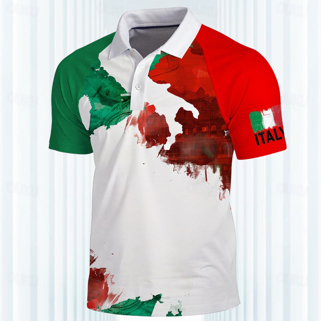  Homme anciens combattants Patriotique Polos de Sport Chemise de golf Manche Courte Polos Chemises à Col Occasionnel Vêtements de sport Vêtements de vacances Boutons Impression 3D Printemps & Été