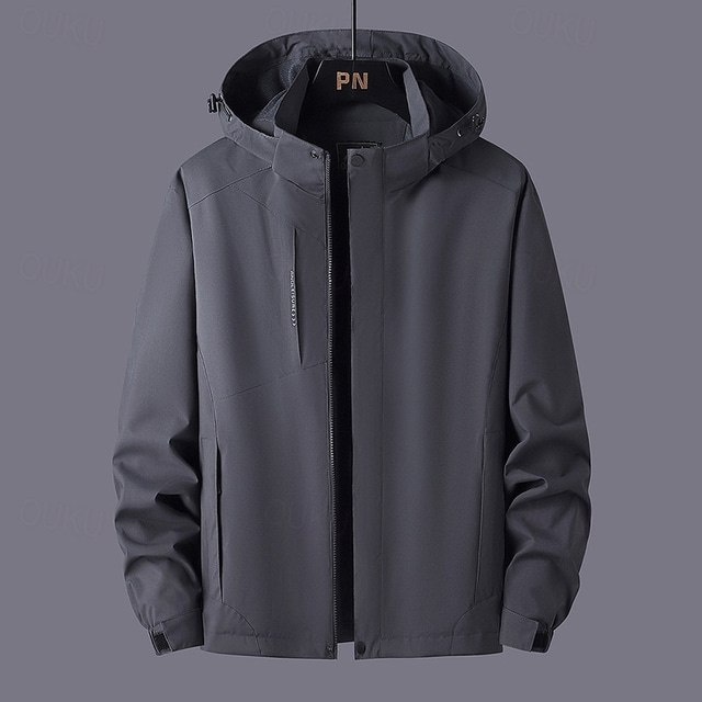  Men's Hoodie Jacket Hiking Jacket Rain Jacket Outdoor Waterproof Breathable Quick Dry Jacket Single Slider Camping / Hiking / Caving Dark Grey Black Dark Green Beige