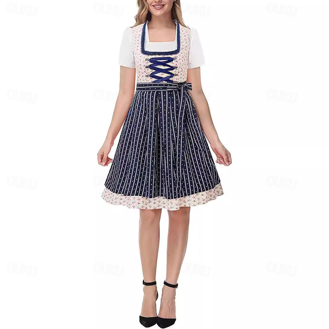  Oktoberfest Φορέματα Ντιρντλ Trachtenkleader Oktoberfest / Μπύρα βαυάρος Φόρεμα παραδοσιακής φορεσιάς Λιβάδια Γυναικεία Πανί παραδοσιακού στυλ Μπλούζες Φόρεμα Ποδιά