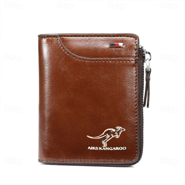  Carteira canguru masculina de bloqueio de rfid carteira de couro pu com zíper porta-cartões de crédito multi-business bolsa de alta qualidade