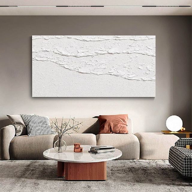  white waves Abstract painting handmade white wall art Horizontal painting art white textured wave painting wall art white Canvas oil painting  wall art white abstract ocean wall art painting