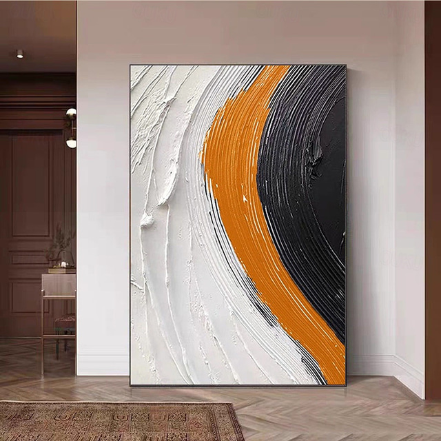  Black White Minimalist Abstract Painting hand painted texture oil painting For 3D Textured painting Wall Art painting For Orange Textured Painting For Abstract Canvas Art painting artwork