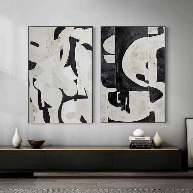  Black And White Acrylic Painting handmade  Abstract  Canvas Art Painting Custom Painting Frame painting Wabi Sabi Abstract Wall Art Painting Home Decor Wall Art Creative Painting