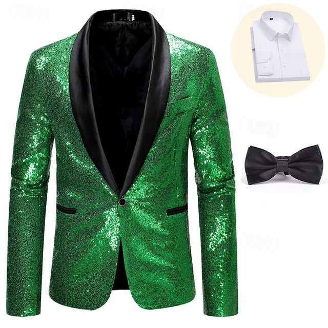  Retro Vintage Rococo Baroque Suits & Blazers Gentleman Sequins Men's Masquerade Party / Evening Pride Parade Pride Month Adults' Coat
