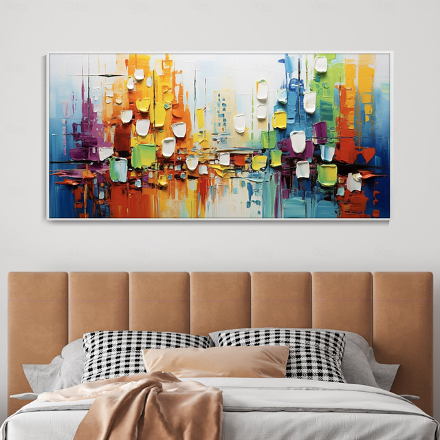  3d abstrakt urban arkitektur olja på duk modern textur konst färgglad kreativ hemvägg deco palett kniv målning semester gåva