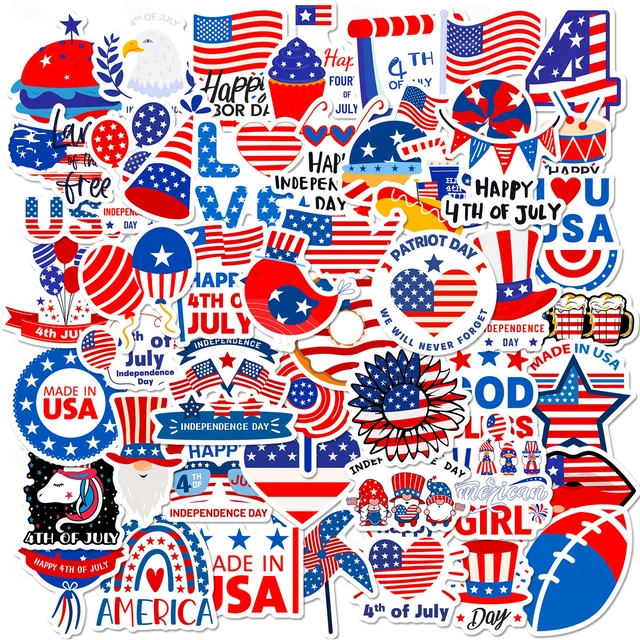 50Pcs July 4th Vintage Stickers Patriotic Independence Day Stickers Old