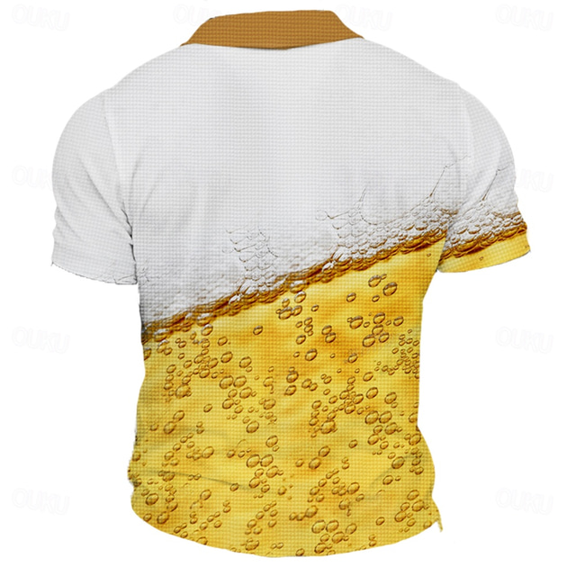  Men's Bear Polo Shirts Short Sleeve Polo Shirts Turndown Sportswear Abstract Casual Street Daily Holiday Beach 3D Print Spring & Summer Yellow