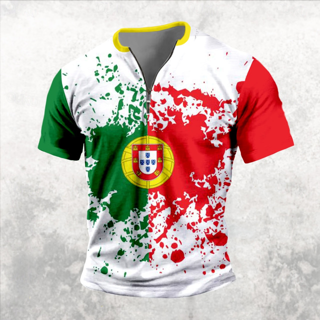  Férfi Futball Portugália Póló Rövid ujjú póló 3D nyomtatás Ing Alkalmi Napi Fehér Tavaszi nyár Ruházat S M L XL XXL 3XL