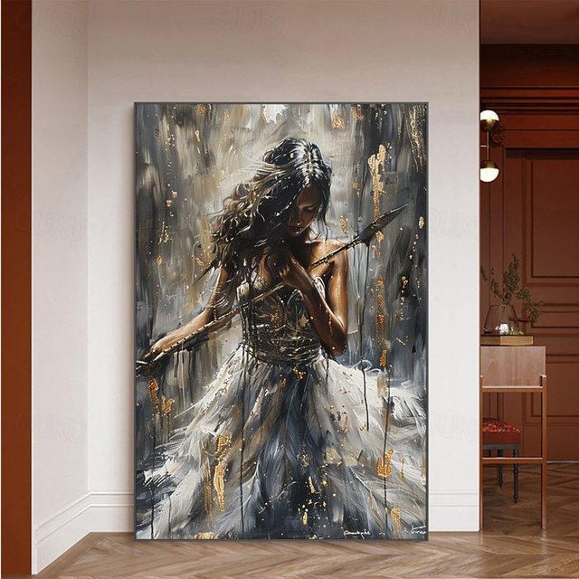  Handmade Original Dancing Girl Oil Painting On Canvas Abstract Figure Art Painting Large Violin Wall Art Bedroom Wall Decor Handmade Gift No Frame