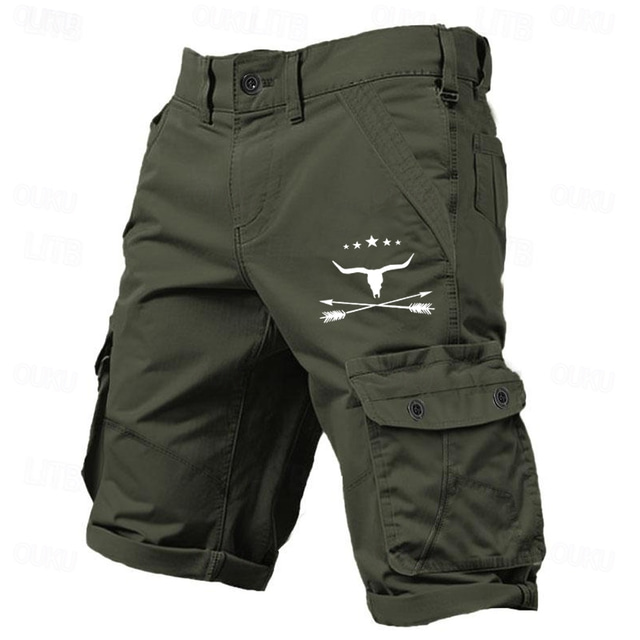  Men's Cow Arrow Cargo Shorts Mid Waist Sports Fashion Designer Outdoor Sports Outdoor Casual Multi Pocket Designer Clothing Apparel