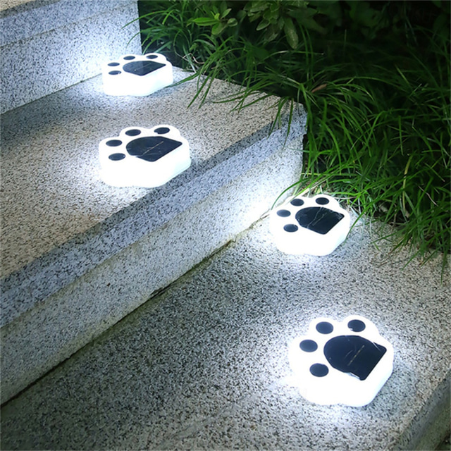  1/4pcs Outdoor Solar Cat Paw Lawn Lights, Solar Cute Cat Paw Deck Lights Ground Lamps LED Cat Paw Scene Light Landscape Light