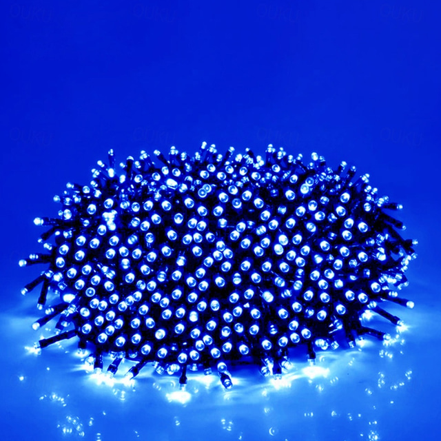  50m 100m ao ar livre à prova d'água luz string festival festa luz decorativa 8 modos concha de ferro fonte de alimentação à prova d'água jardim jardim lâmpada de iluminação de jardim 24v baixa tensão