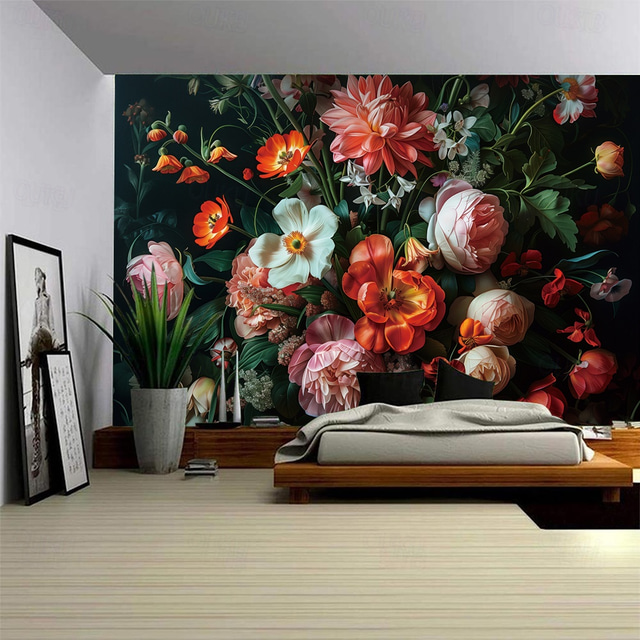  Valentine's Day Colorful Flowers Field Hanging Tapestry Wall Art Large Tapestry Mural Decor Photograph Backdrop Blanket Curtain Home Bedroom Living Room Decoration