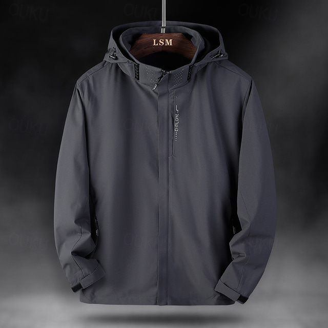  Men's Ski Jacket Outdoor Waterproof Windproof Hoodie Snow Coat Ski Coat Traveling Dark Grey Black White Navy Blue
