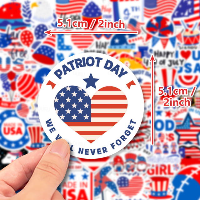 50Pcs July 4th Vintage Stickers Patriotic Independence Day Stickers Old