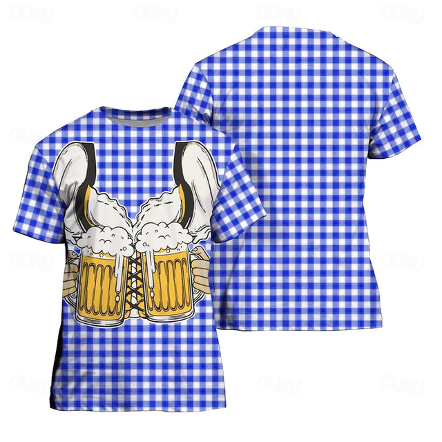  Októberi fesztivál bajor Póló lederhosen 3D Grafikus Kompatibilitás Páros Férfi Női Felnőttek Farsang Októberi fesztivál 3D nyomtatás Parti Alkalmi / Napi
