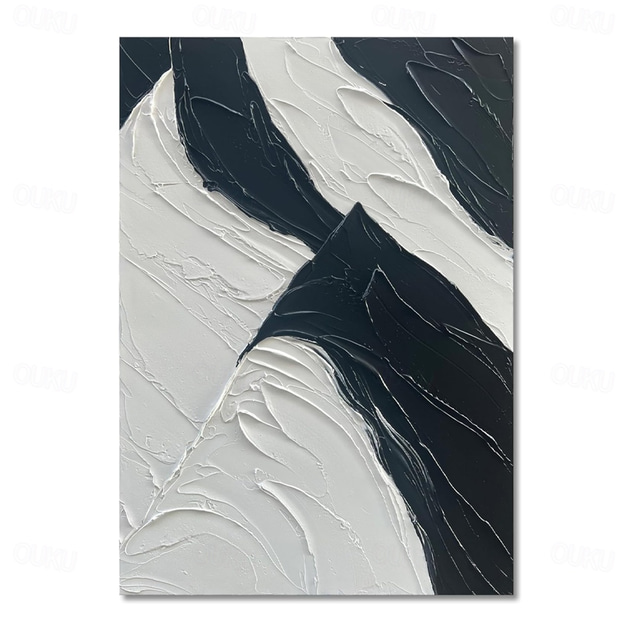  Peintures à l'huile faites à la main toile mur art décoration moderne simple abstrait noir blanc pour la décoration intérieure roulé sans cadre peinture non étirée