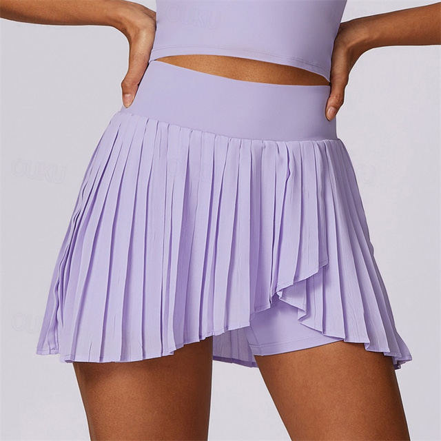  Women's Yoga Skirt Ruched with Phone Pocket High Waist Yoga Gym Workout Pilates Shorts Black White Sky Blue Sports Activewear Stretchy Slim