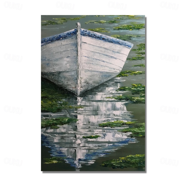  Oil Painting Handmade Hand Painted Wall Art Abstract Boat Canvas Painting Home Decoration Decor Stretched Frame Ready to Hang