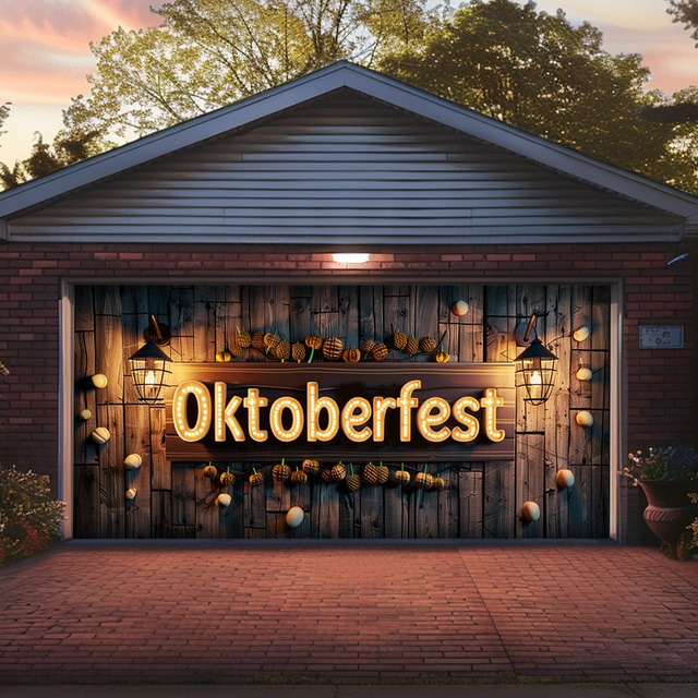  German Oktoberfest 2025 Outdoor Garage Door Cover Banner Beer Vintage Large Backdrop Decoration for Holiday Outdoor Garage Door Home Wall Decorations