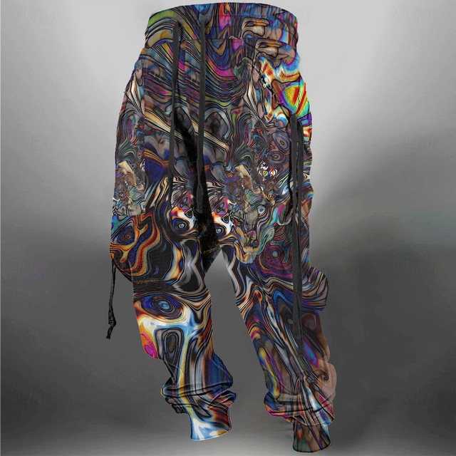  Men's Graphic Sweatpants Joggers Pants Trousers Mid Waist Drawstring Elastic Waist Casual Dark Outdoor Street Dailywear Pocket Spring Fall Winter 3D Print Black