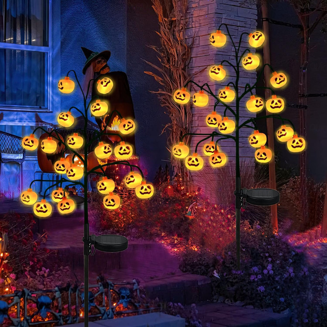  Luces solares para césped de Halloween para exteriores, luces de calabaza para jardín, decoración de jardín, estaca de calabaza a prueba de agua, lápida de Halloween, césped de jardín, patio, decoración de pasarela, lámpara de calle, 1 pieza