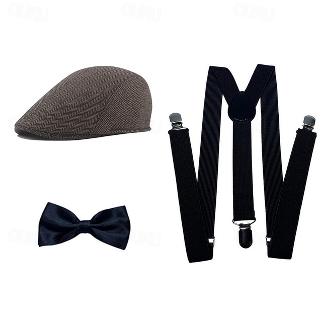  Retro Antiguo Rugido 20s 1920s Conjunto de accesorios Boina El gran Gatsby Hombre Mascarada Evento / Fiesta Despedida de Soltera Adulto Pañuelo Sombrero Tirantes