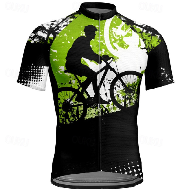  Men's Cycling Jersey Short Sleeve Bike Tee Tshirt Jersey with 3 Rear Pockets Mountain Bike MTB Breathable Quick Dry Anatomic Design Wicking Black Graphic Sports Clothing Apparel