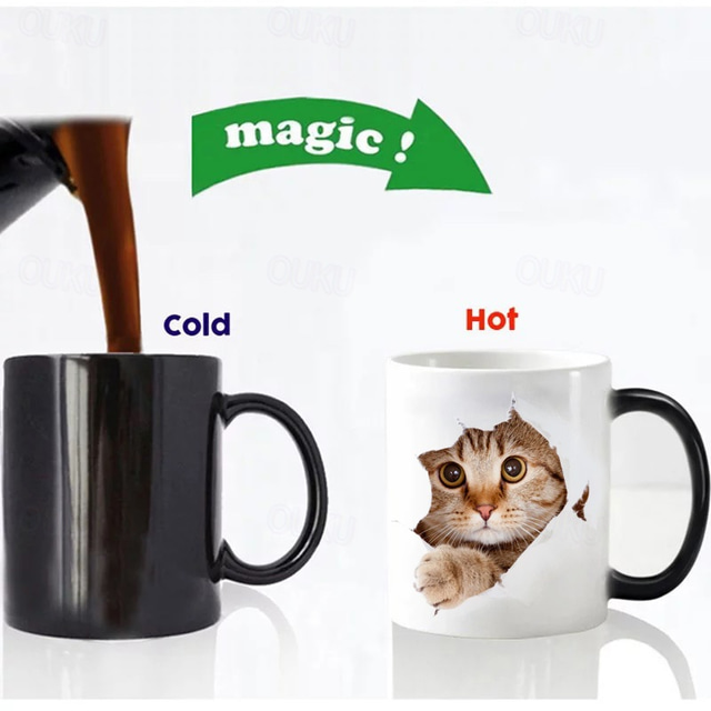 Cat Magic Mug Magic Mug, Funny Cat Magic Mug Magic Ceramic Coffee Mug