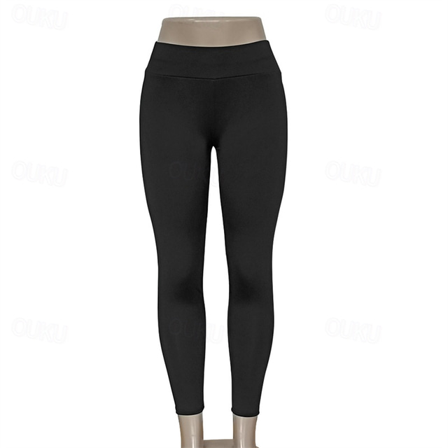  Dam Yogabyxor Yoga leggings Elastiskt midjeband Hög midja Yoga Gymträning Pilates Trikåer Svart Rosa Marinblå sporter Sportkläder Elastisk Smal