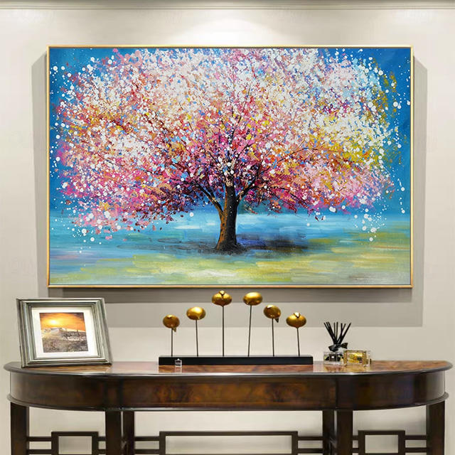  Mintura Handmade Tree Flowers Oil Paintings On Canvas Modern Wall Art Room Decoration Abstract Picture For Home Decor Rolled Frameless Unstretched Painting