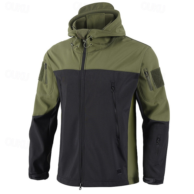  Homens Jaqueta Softshell Jaqueta de Trilha Ao ar livre Bloco de cor A Prova de Vento Impermeável Jaqueta corta-vento Viajar Preto Camuflado Verde