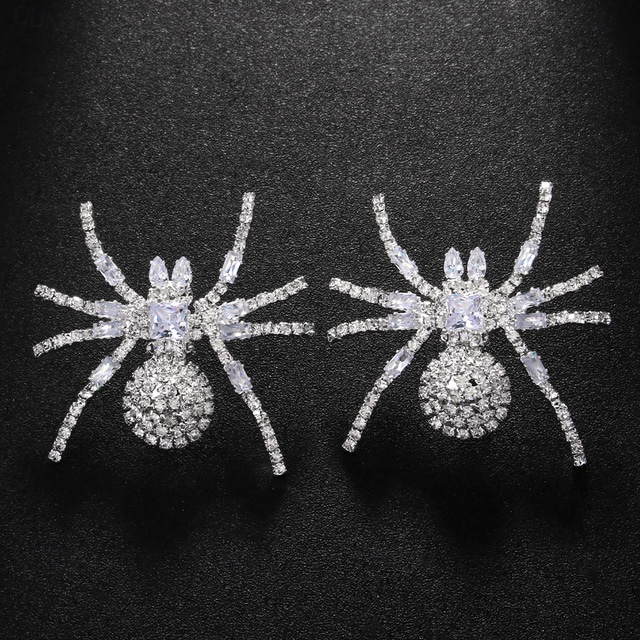  Women's Stud Earrings Classic Spiders Precious Statement Rock Imitation Diamond Earrings Jewelry Silver / Gold For Wedding Party 1 Pair