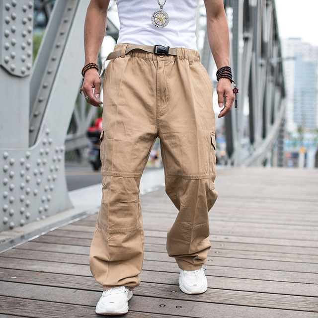  Men's Cargo Pants Tactical Pants Trousers Buttons Multi Pocket Straight Leg Plain Wearable Outdoor Daily Camping & Hiking Fashion Classic Black Yellow