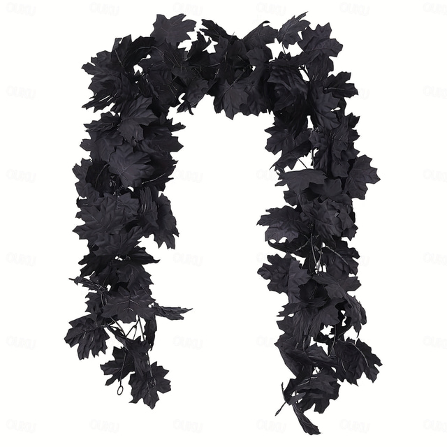  1Pack Halloween Maple Leaf Garland - 5.7 FT Halloween and Fall Decor, Artificial Hanging Vine Leaf for Autumn Home Decoration