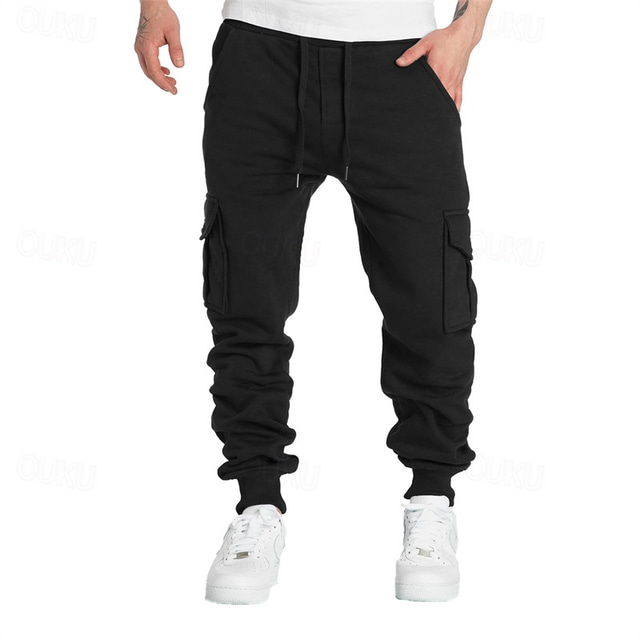  Men's Sweatpants Joggers Trousers Pocket Drawstring Elastic Waist Plain Comfort Sports Outdoor Daily Fashion Casual Black Navy Blue Micro-elastic